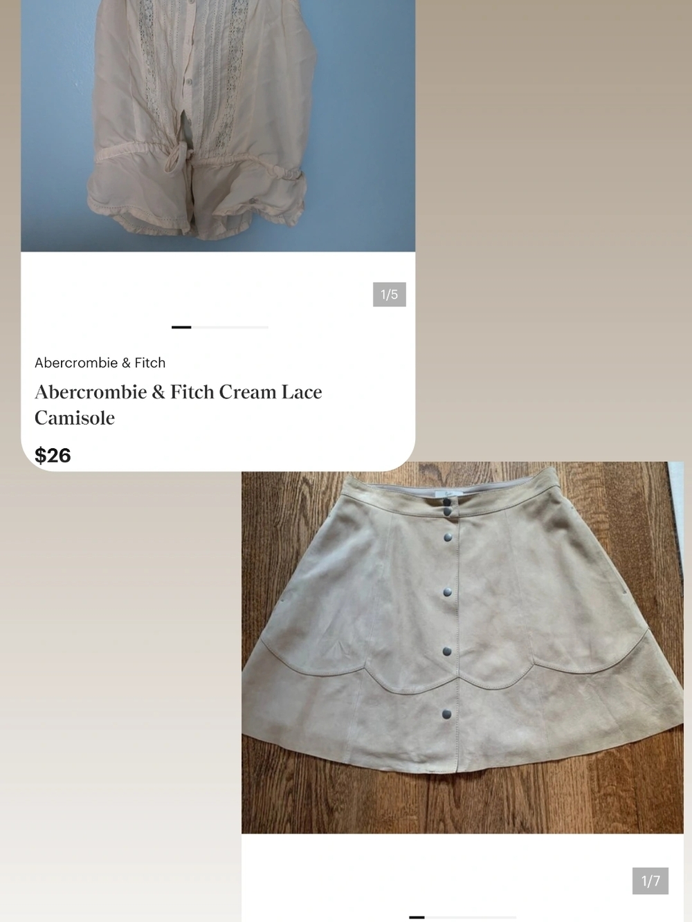 OUTFIT BUNDLE Cream Button-Front Wimzy Tank With Suede A-Line Skirt